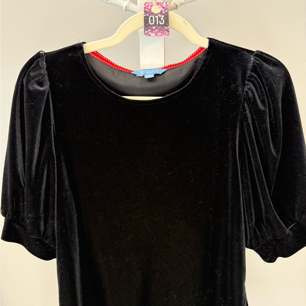 Draper James Black Velvet Puff Sleeve Top